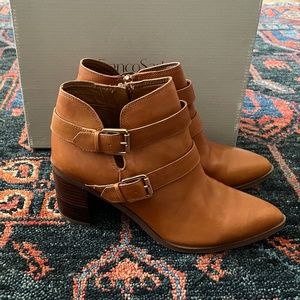 Franco Sarto Cognac Buck Ankle Booties